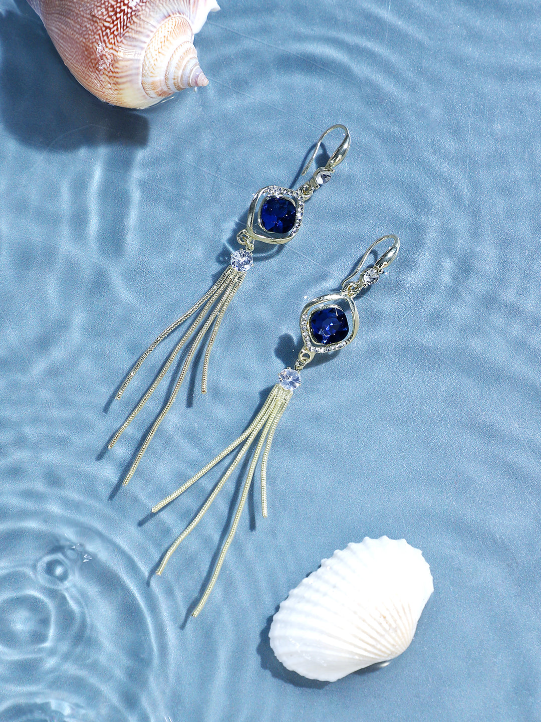 Women Blue Pearls Party Drop Earring