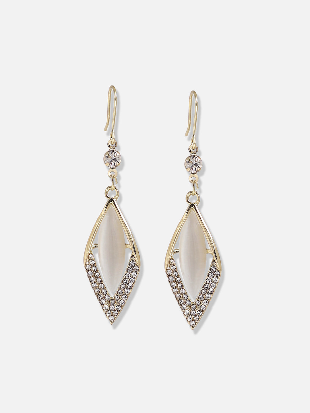 Women White Stone Casual Drop Earring