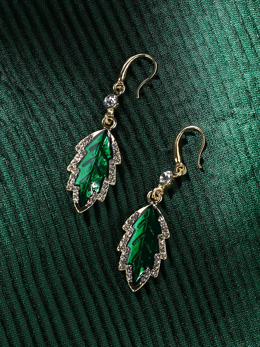 Women Green Silver Plated Designer Stone Party Drop Earring
