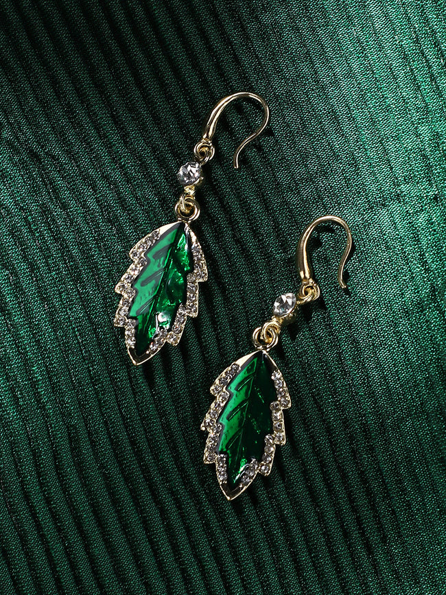 Women Green Silver Plated Designer Stone Party Drop Earring