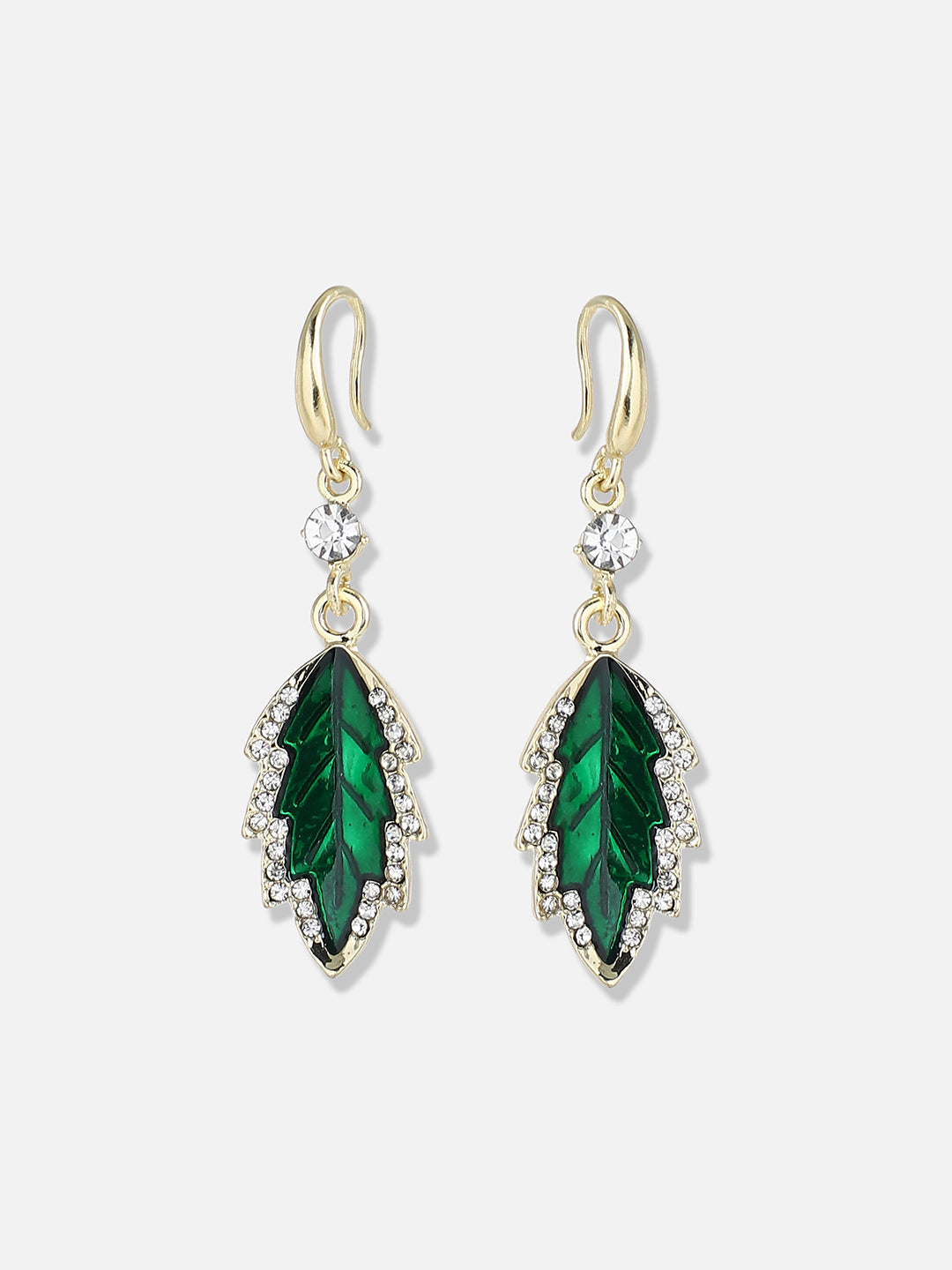 Women Green Silver Plated Designer Stone Party Drop Earring