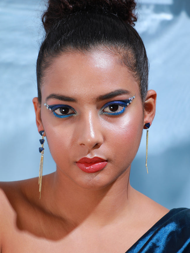 Women Gold Plated Designer Stone Party Drop Earring