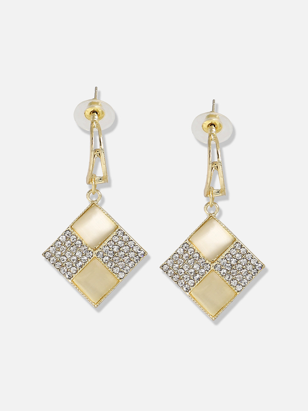 Women Silver Gold Plated Pearls Casual Drop Earring