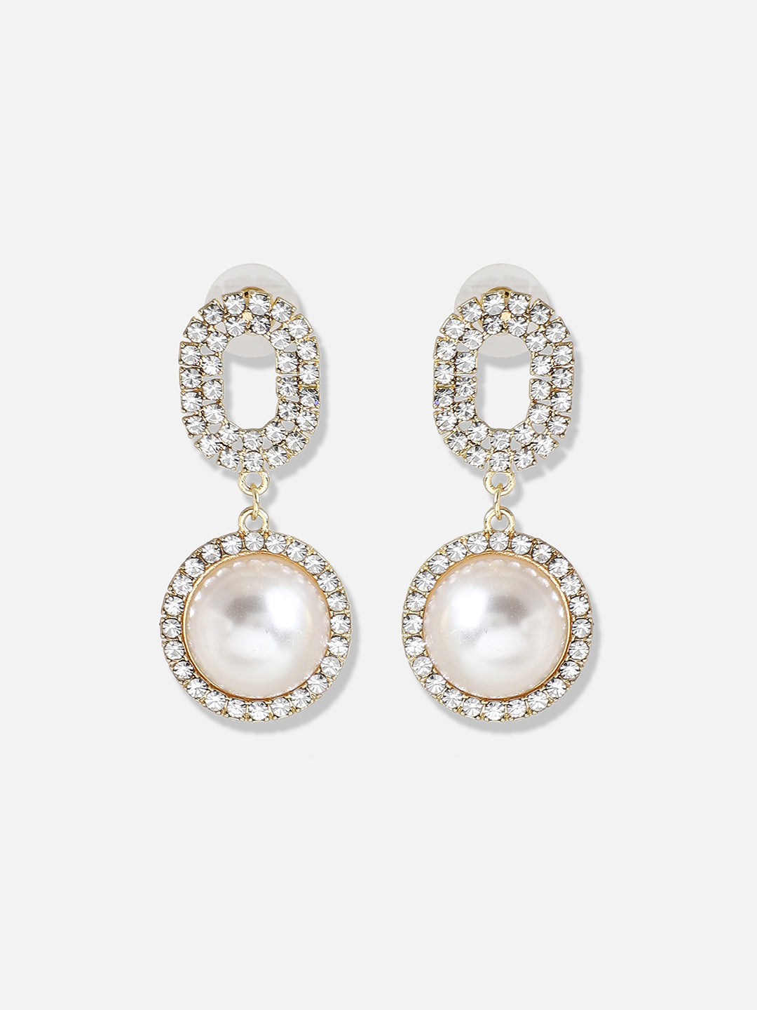 Women White Gold Plated Designer Stone Casual Drop Earring