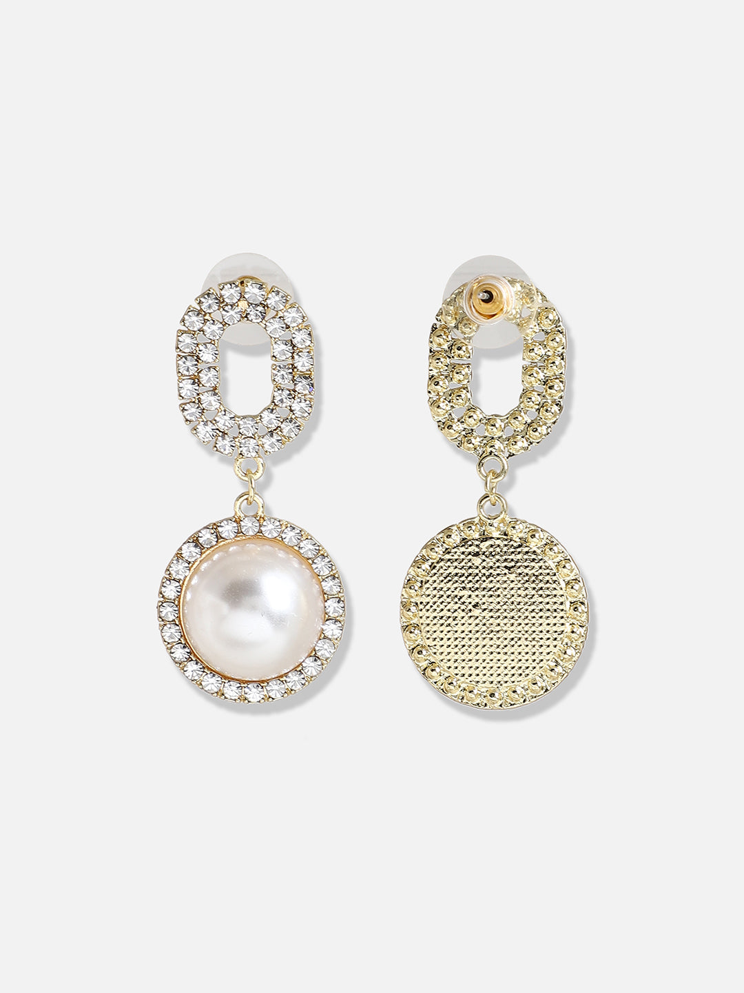 Women White Gold Plated Designer Stone Casual Drop Earring