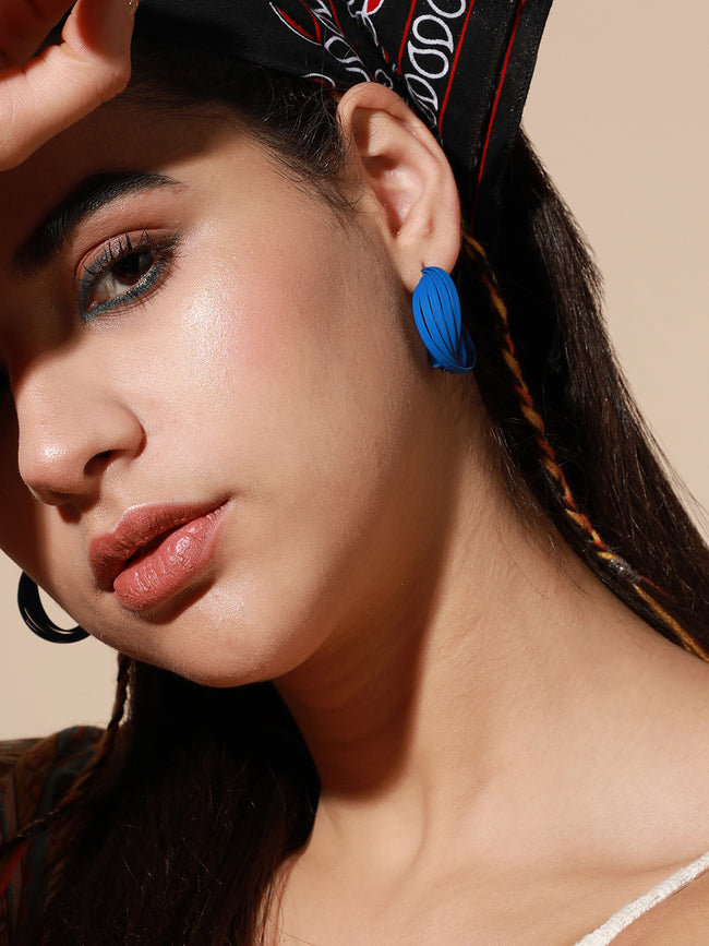 Women Blue Gold Plated Designer Stone Party Drop Earring