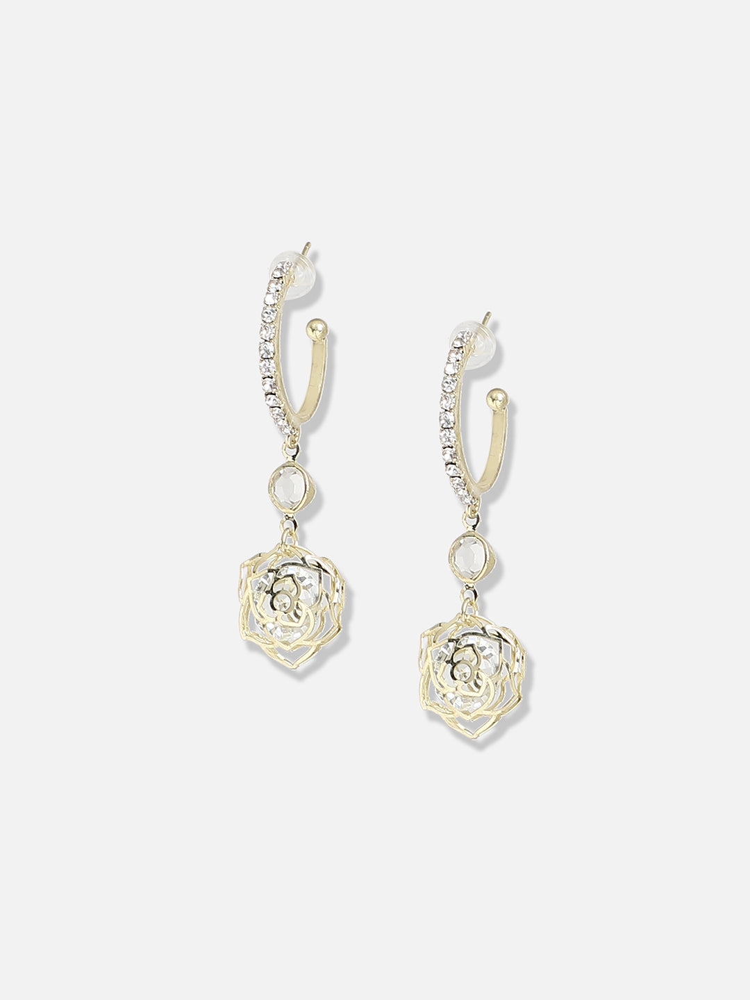 Women Silver Gold Plated Designer Stone Party Drop Earring
