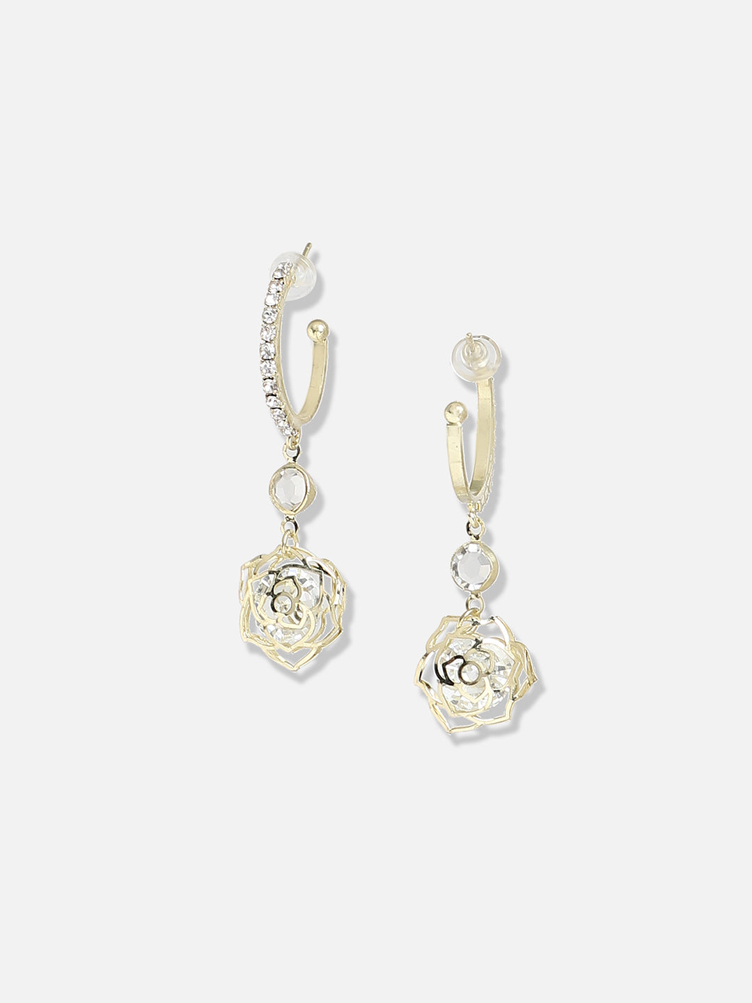 Women Silver Gold Plated Designer Stone Party Drop Earring