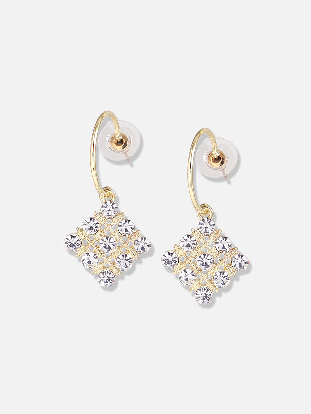 Women Gold Plated Designer Stone Party Hoop Earring