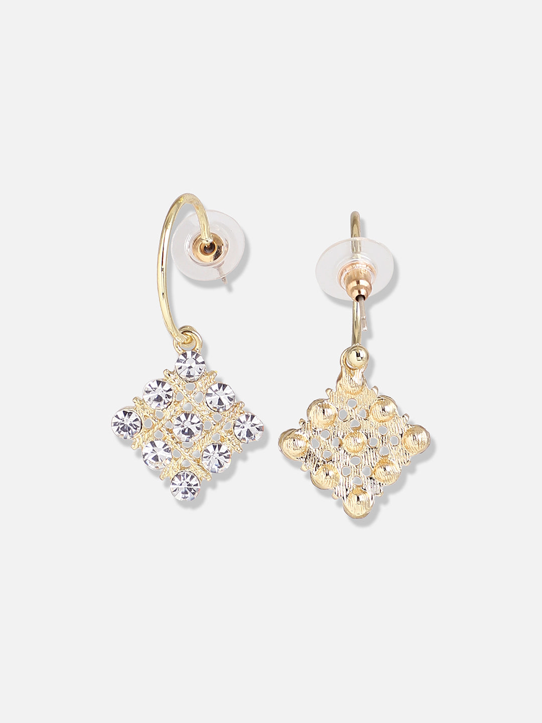 Women Gold Plated Designer Stone Party Hoop Earring