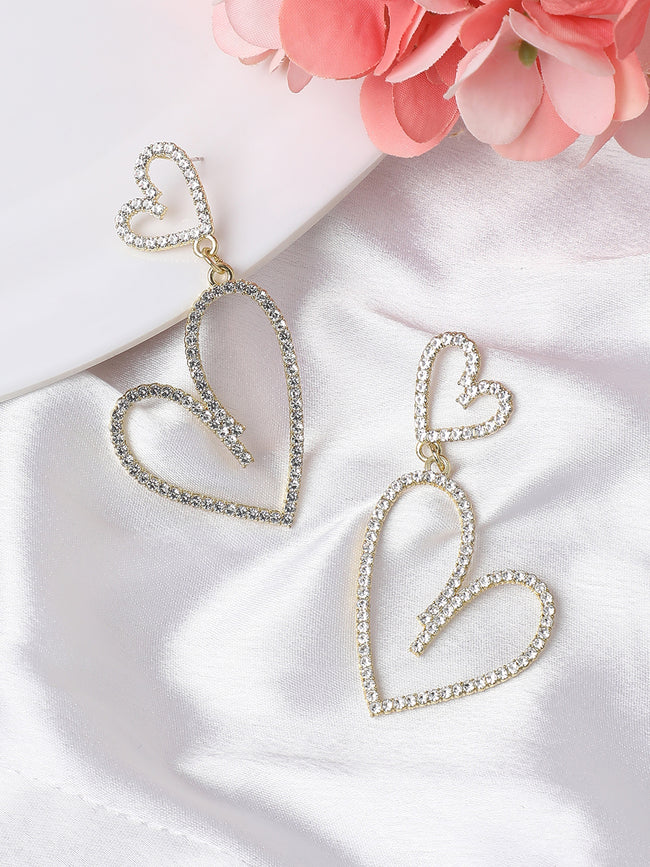 Women Gold Plated Designer Stone Casual Drop Earring