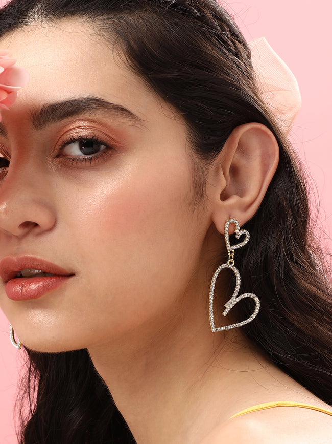 Women Gold Plated Designer Stone Casual Drop Earring