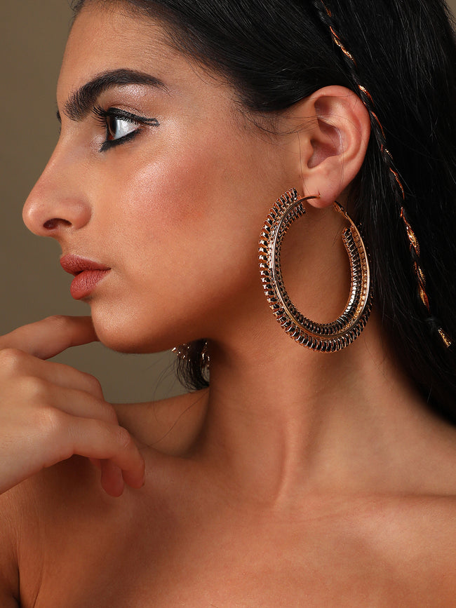 Women Gold Plated Designer Casual Hoop Earring