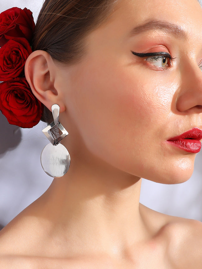 Women Silver Plated Designer Party Drop Earring
