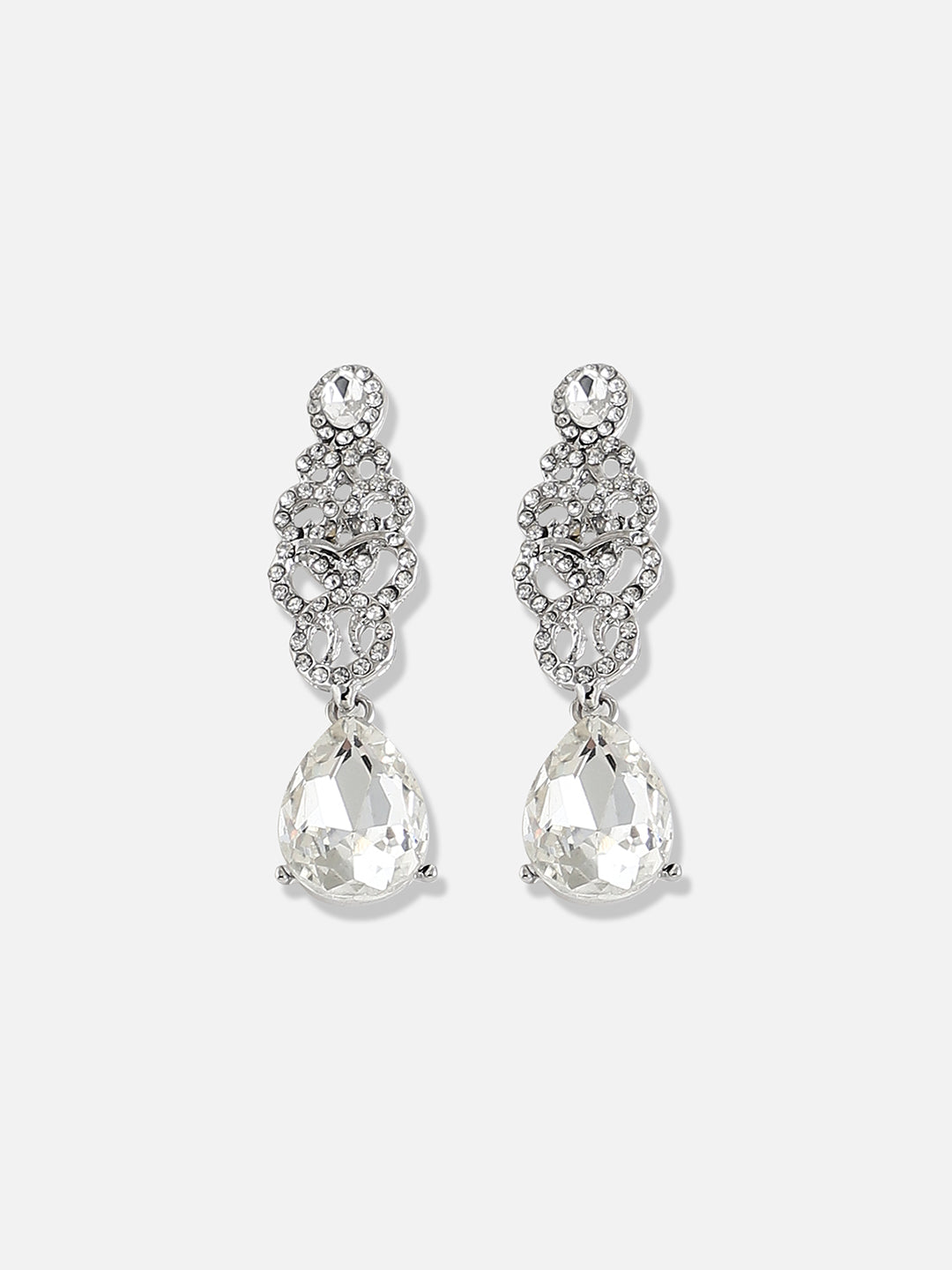 Women Silver Plated Designer Stone Party Drop Earring