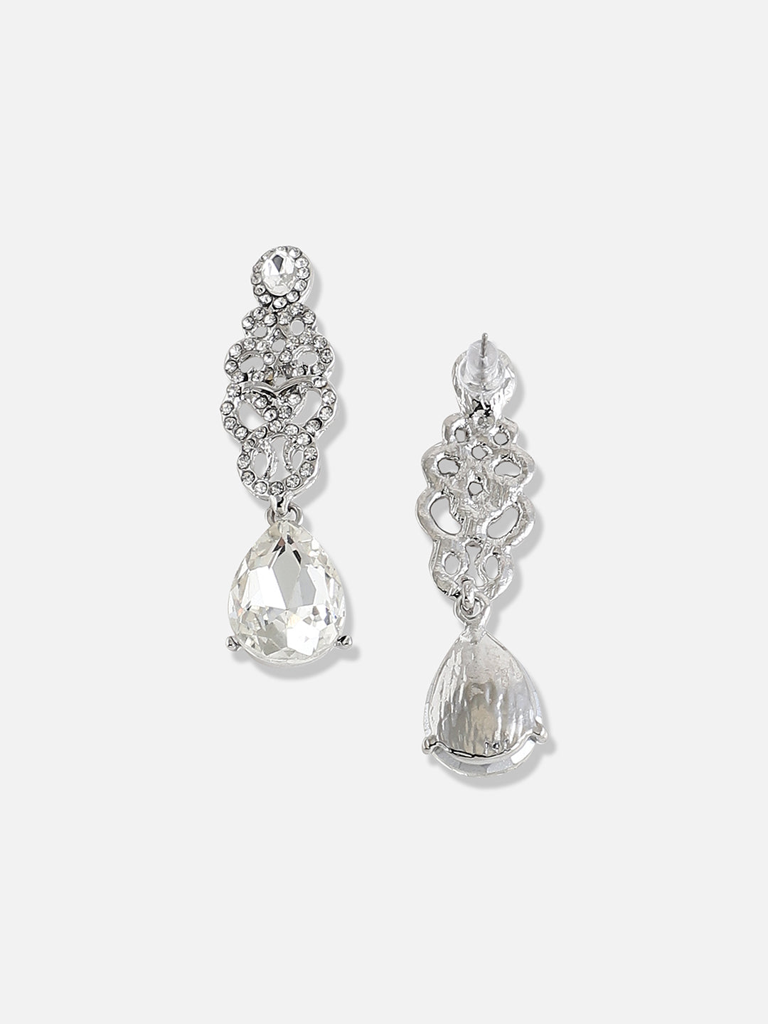 Women Silver Plated Designer Stone Party Drop Earring