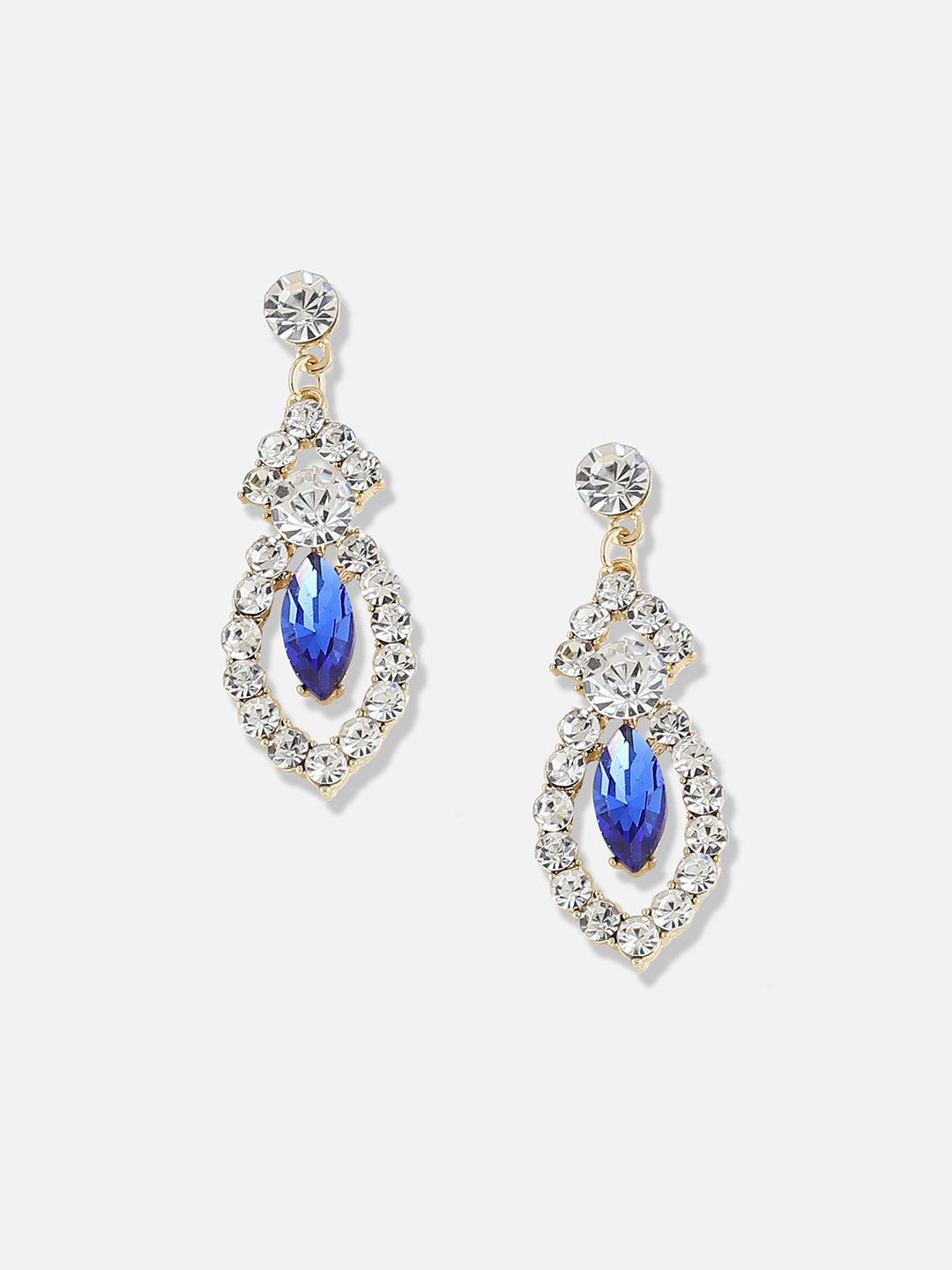 Women Blue Silver Plated Party Drop Earring