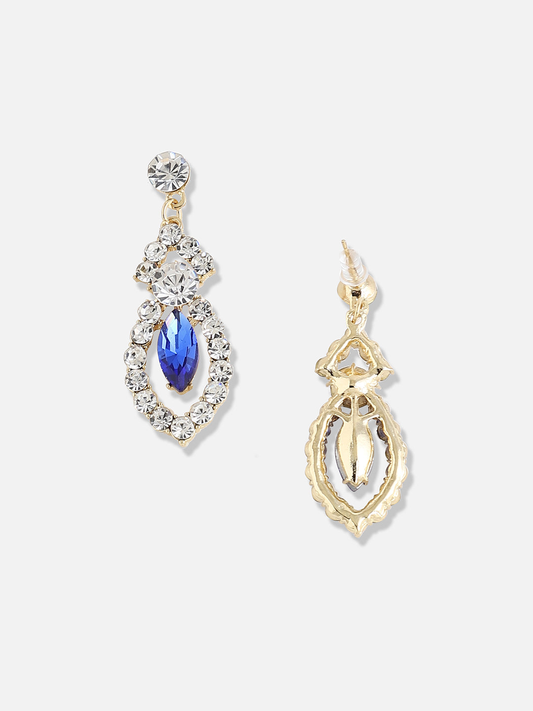 Women Blue Silver Plated Party Drop Earring