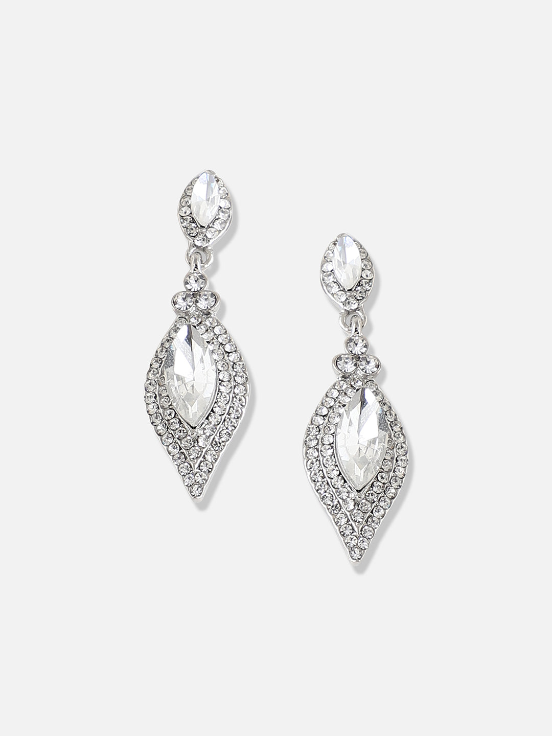 Women Silver Plated Designer Stone Party Drop Earring