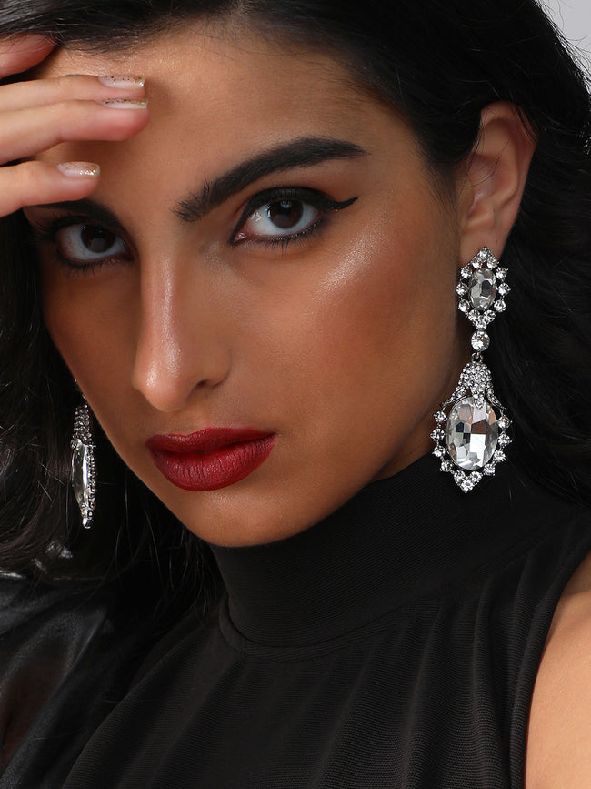 Women Gold Plated Designer Stone Party Drop Earring