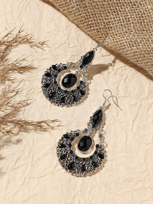Women Silver Plated Designer Stone Party Drop Earring