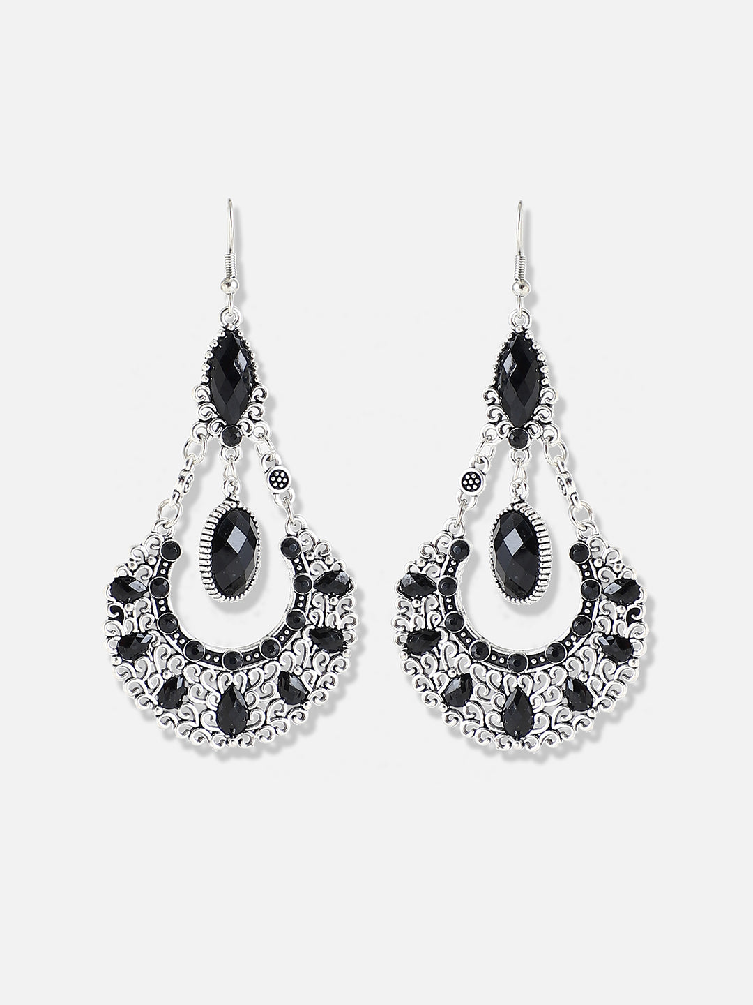 Women Silver Plated Designer Stone Party Drop Earring
