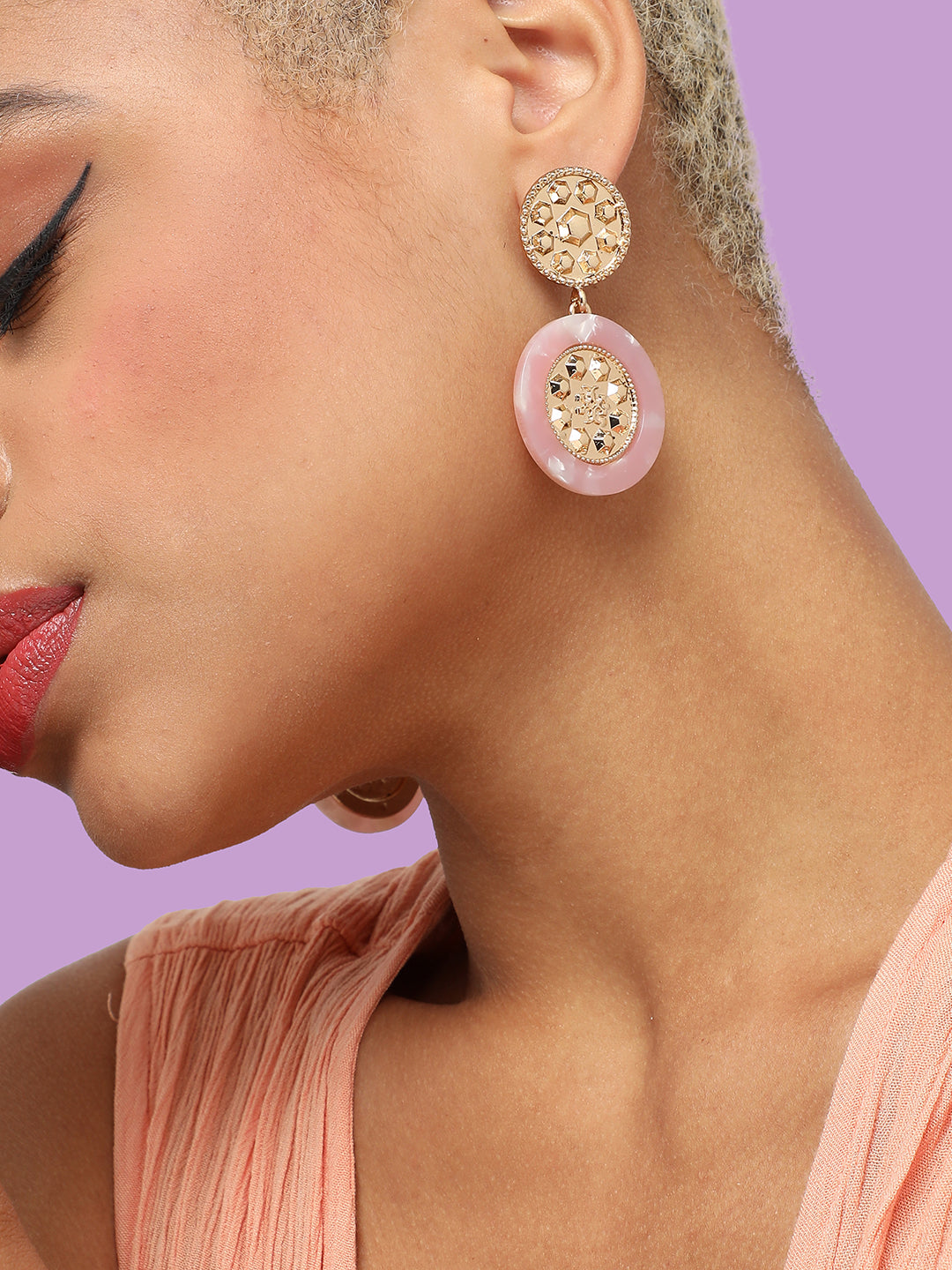 Women Multi Designer Stone Hoop Earring