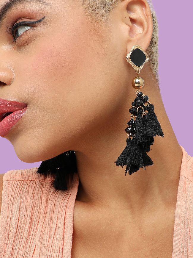 Women Black Designer Drop Earring