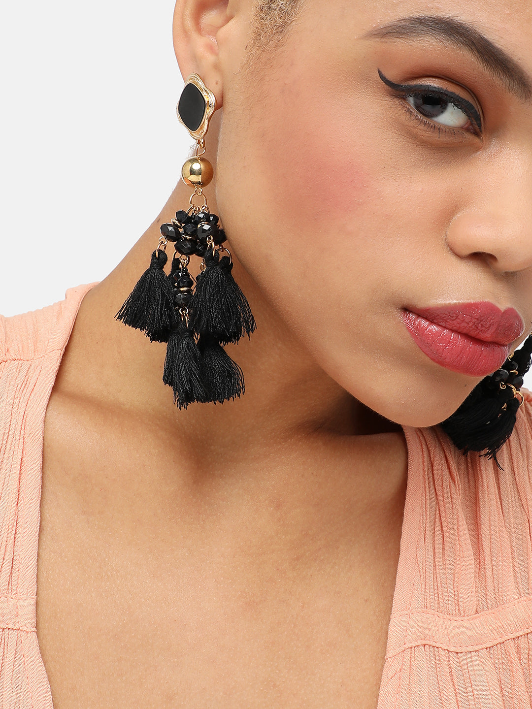 Women Black Designer Drop Earring