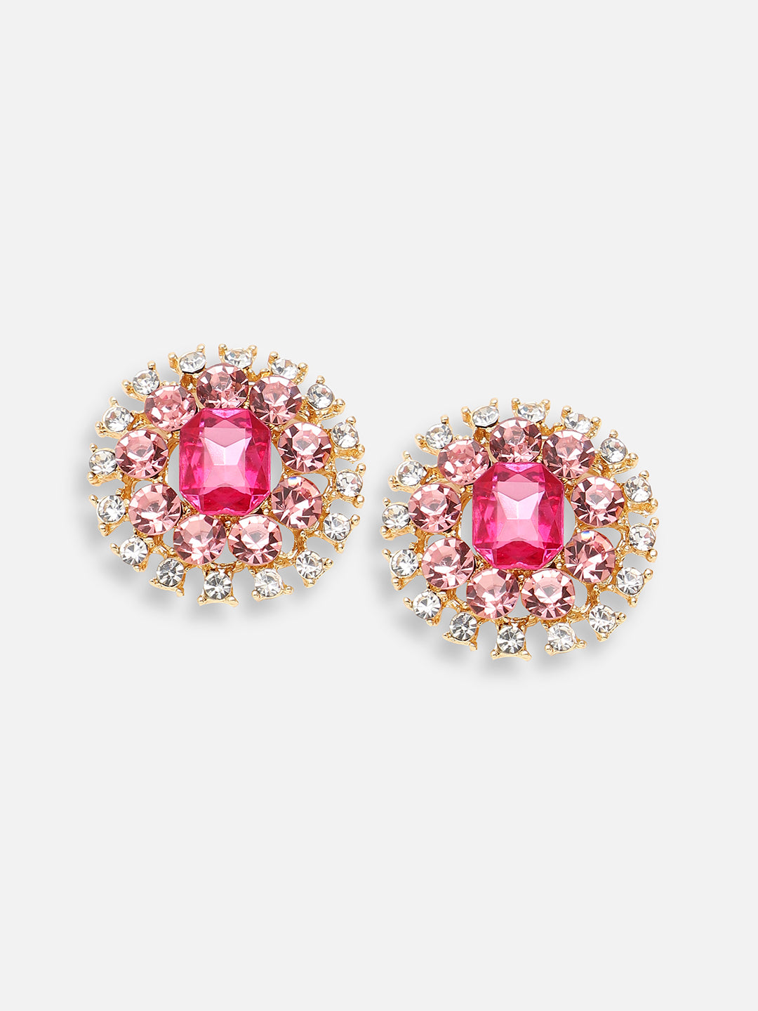 Women Pink Party Designer Stone Hoop Earring