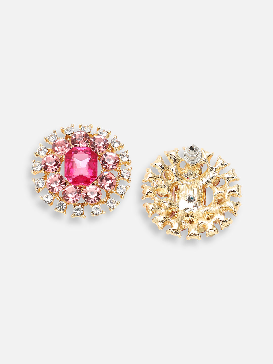 Women Pink Party Designer Stone Hoop Earring