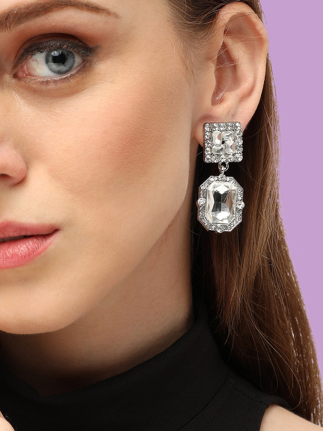 Women Silver Party Designer Drop Earring