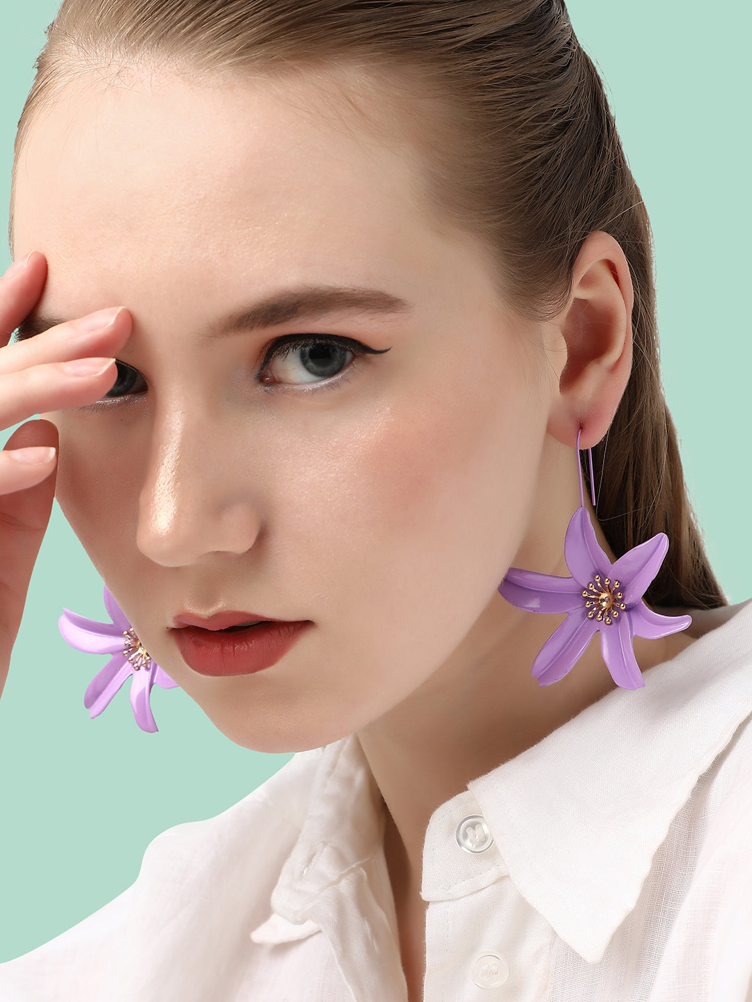 Women Silver Plated Party Designer Stone Drop Earring