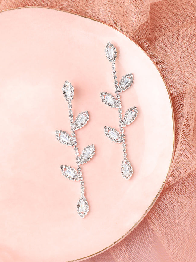 Women Silver Gold Plated Designer Stone Party Drop Earring