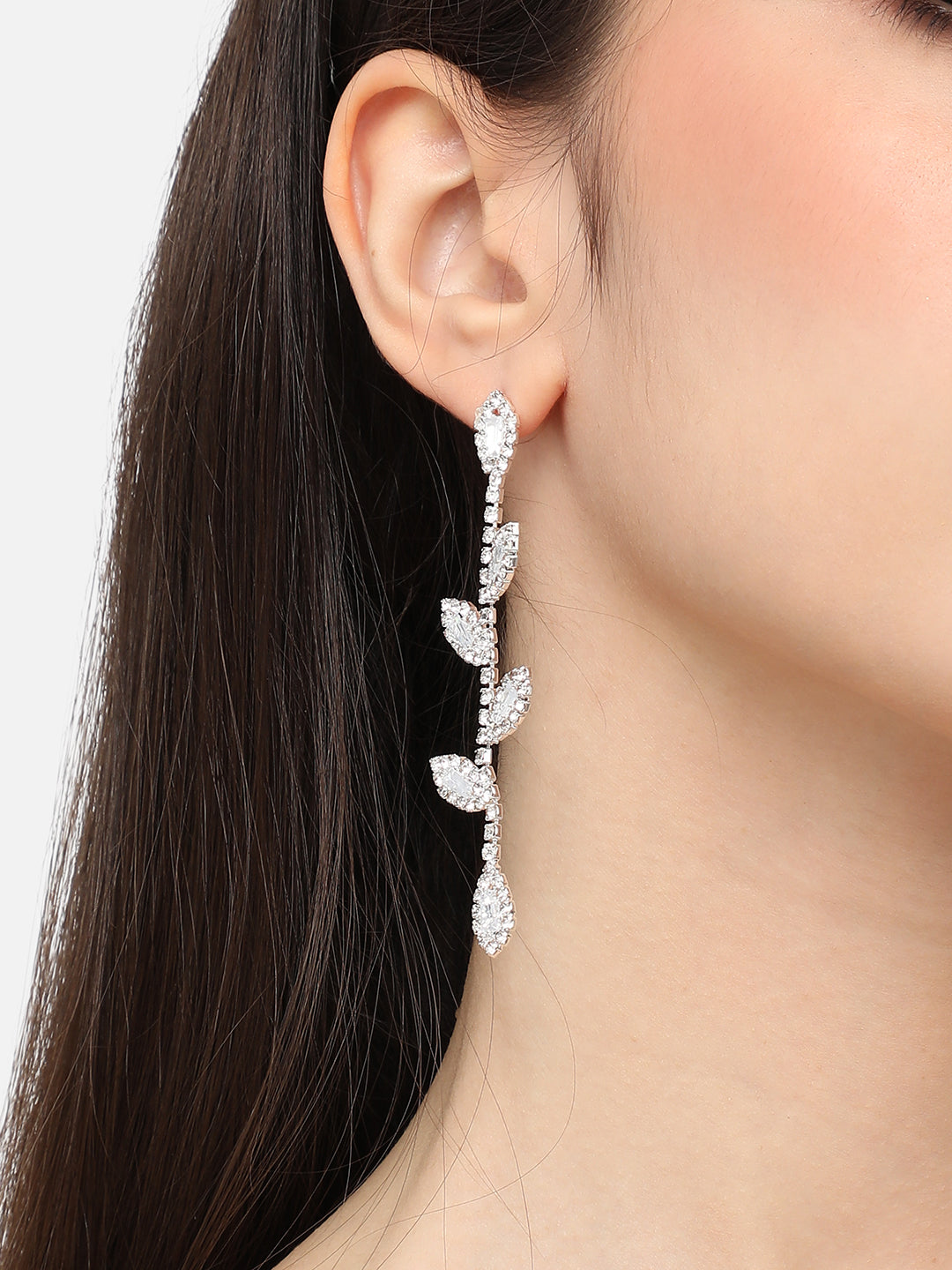 Women Silver Gold Plated Designer Stone Party Drop Earring