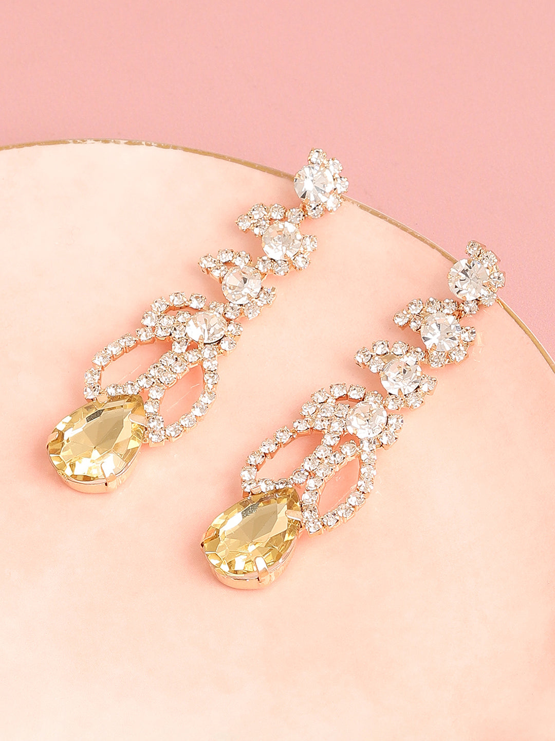 Women Multi Gold Plated Designer Stone Party Drop Earring
