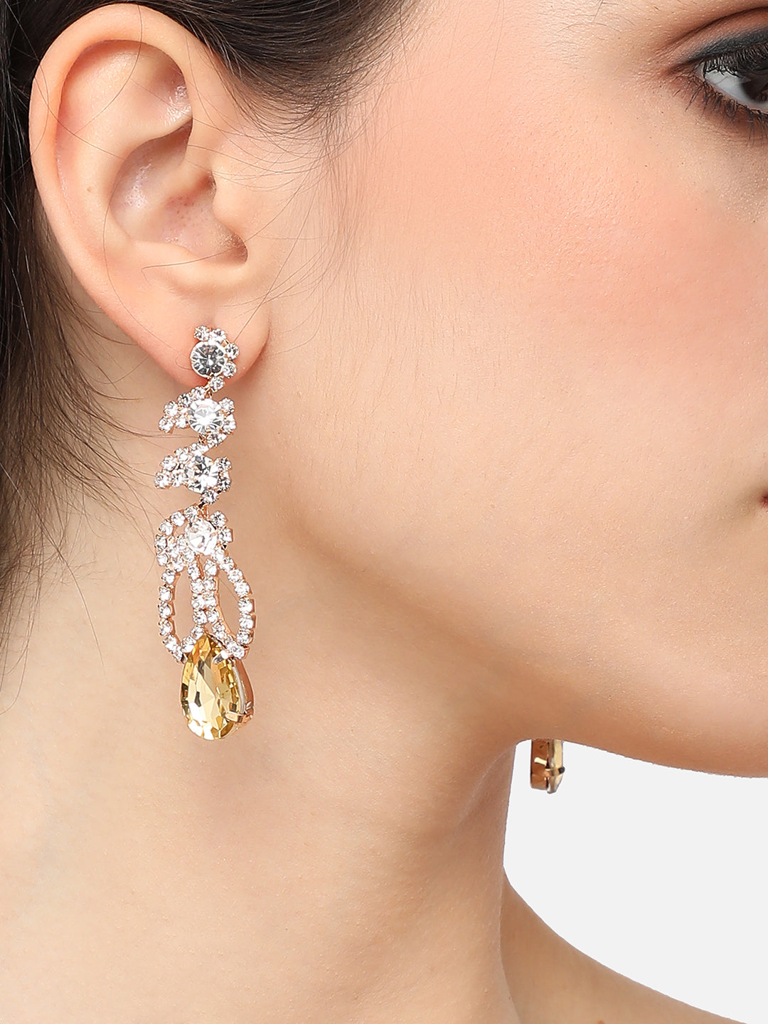 Women Multi Gold Plated Designer Stone Party Drop Earring