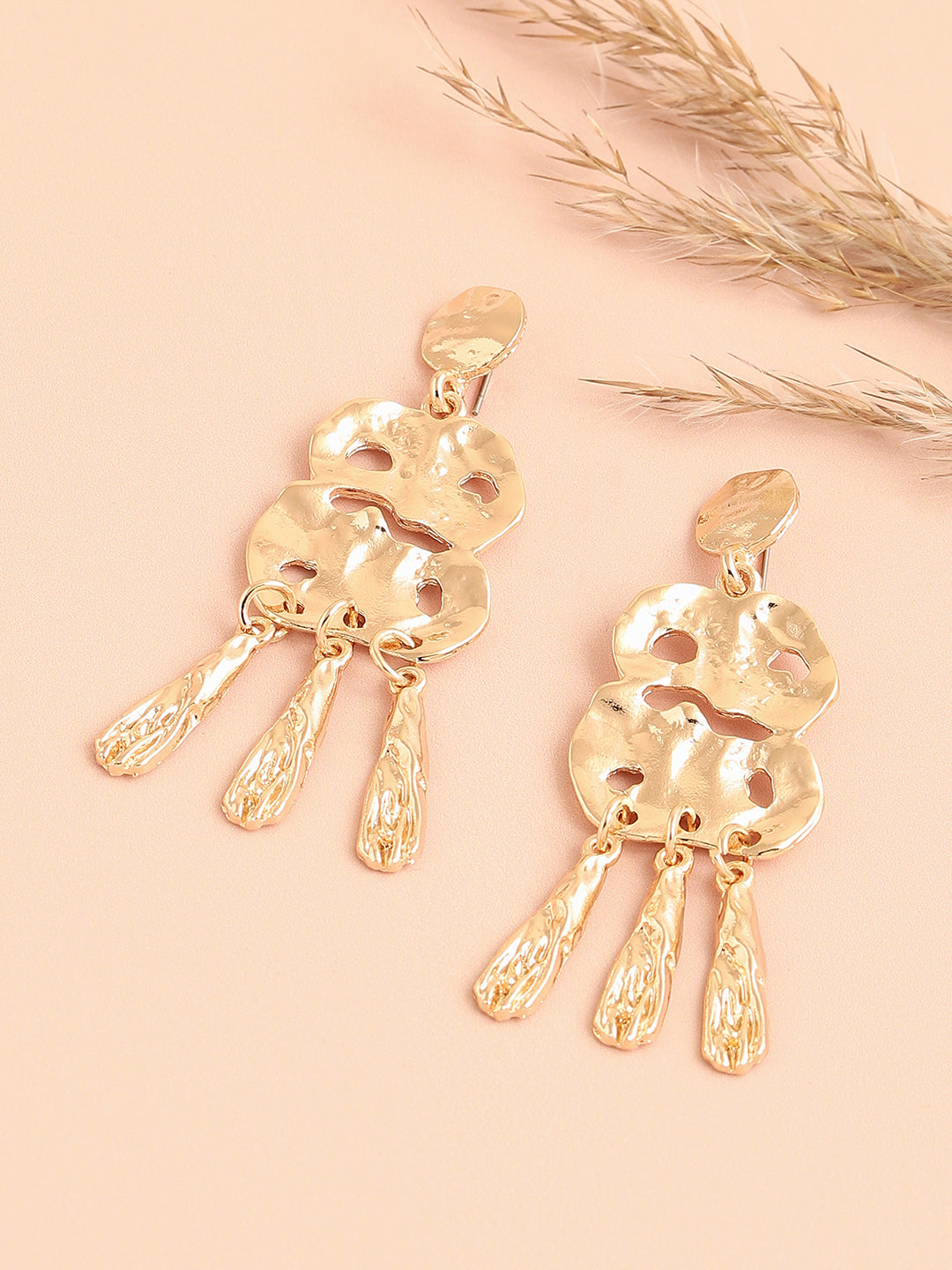 Women Gold Plated Designer Stone Party Hoop Earring