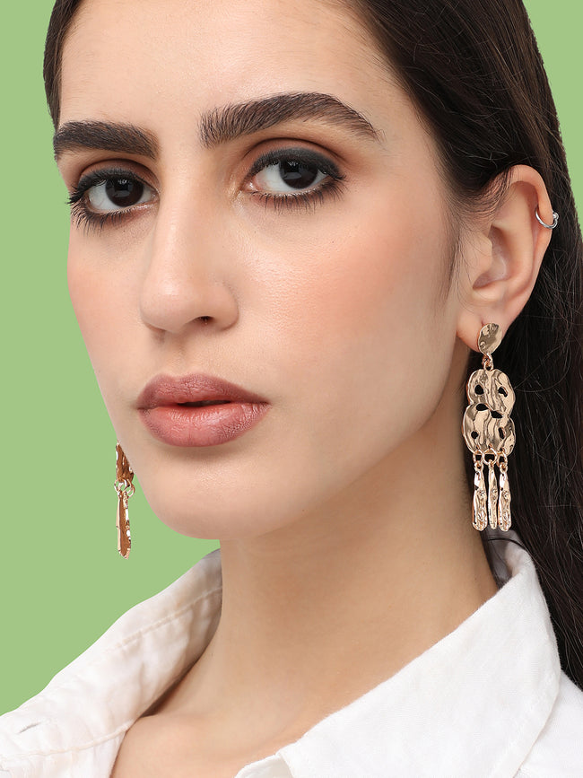 Women Gold Plated Designer Stone Party Hoop Earring