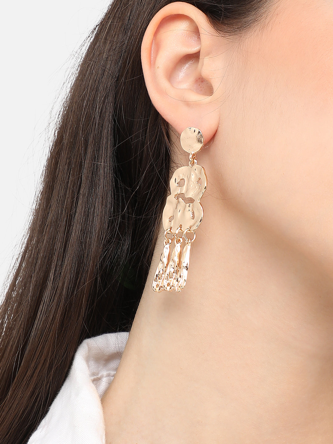 Women Gold Plated Designer Stone Party Hoop Earring