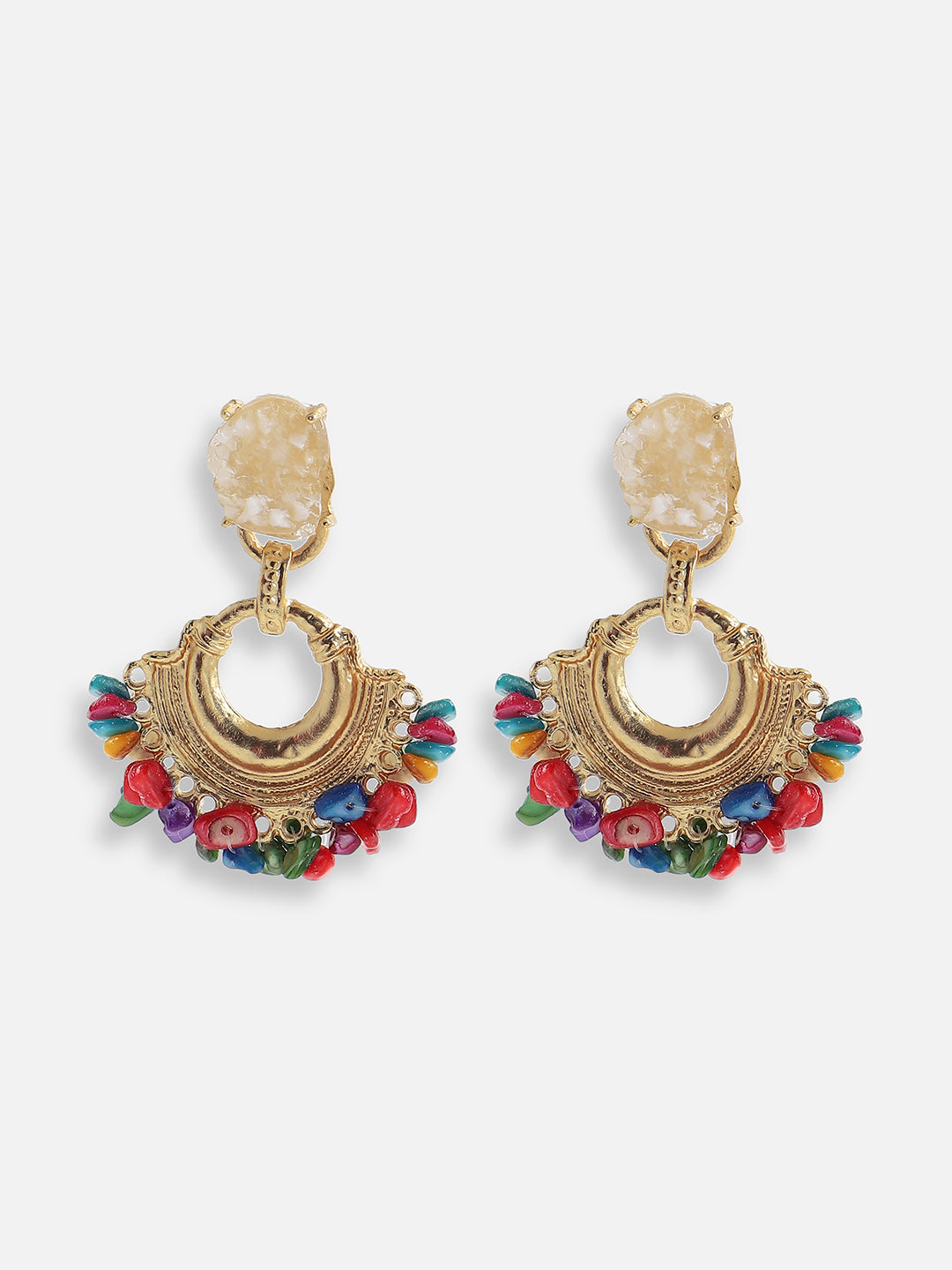 Women Multi Gold Plated Designer Party Drop Earring
