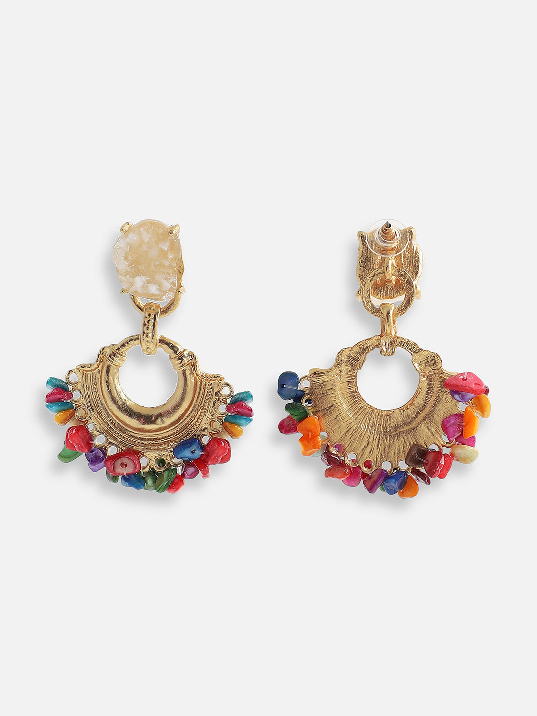 Women Multi Gold Plated Designer Party Drop Earring
