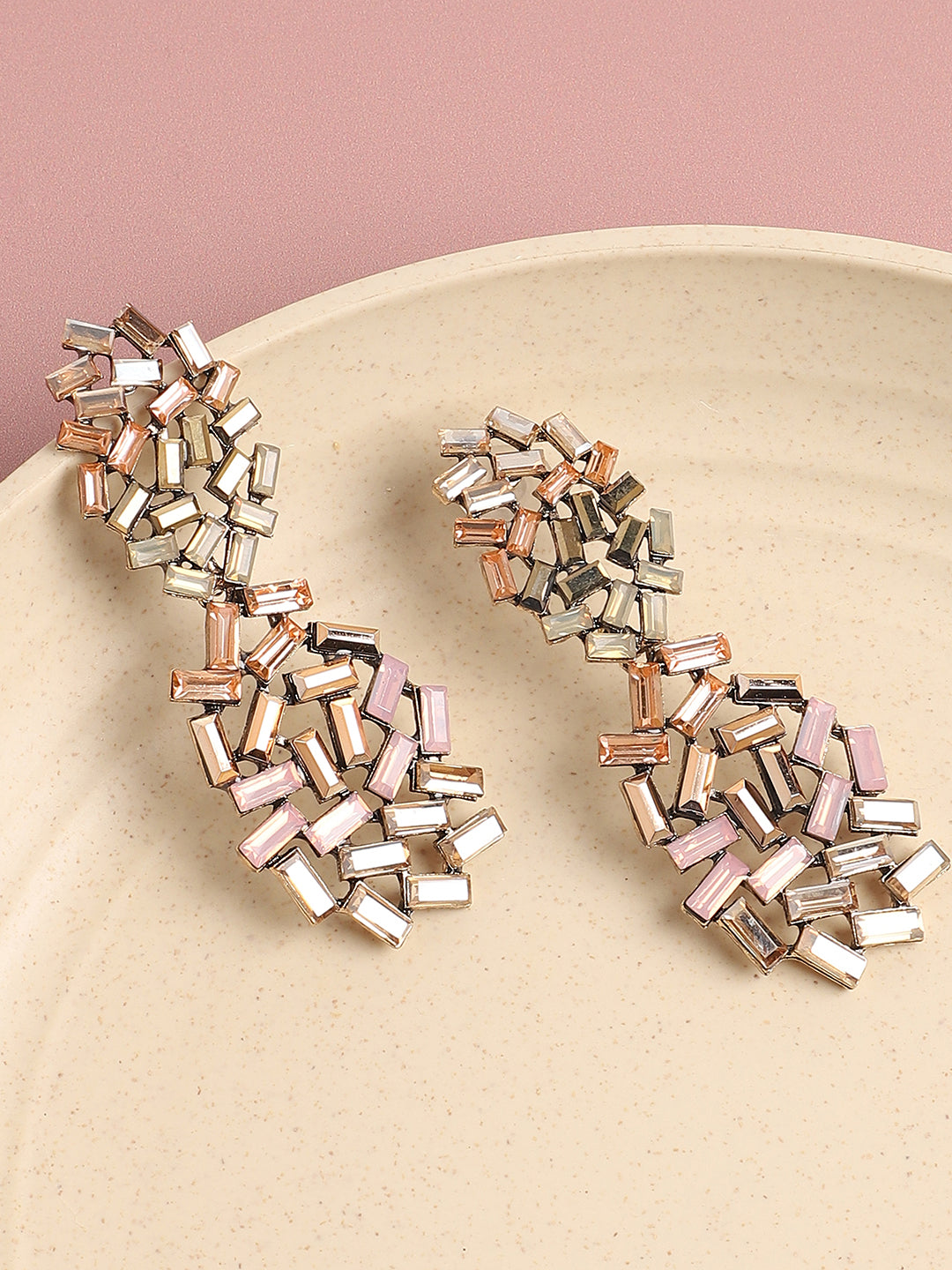 Women Gold Plated Designer Stone Party Drop Earring