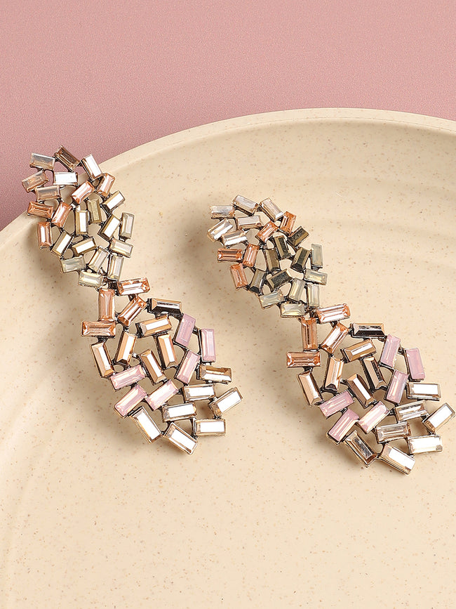 Women Gold Plated Designer Stone Party Drop Earring