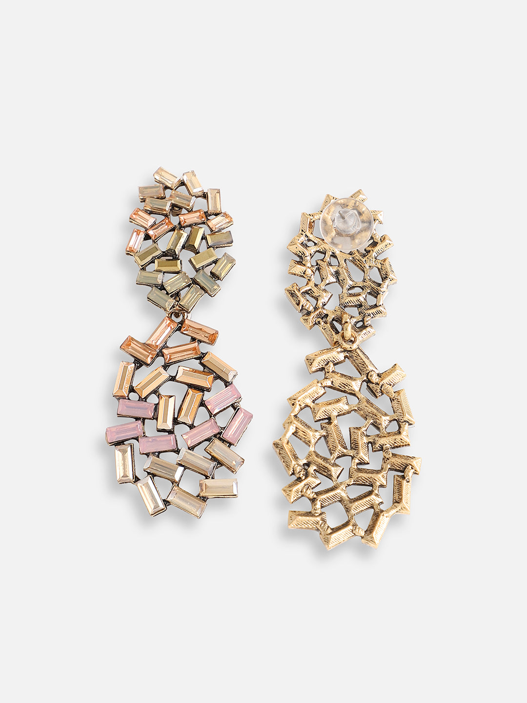 Women Gold Plated Designer Stone Party Drop Earring