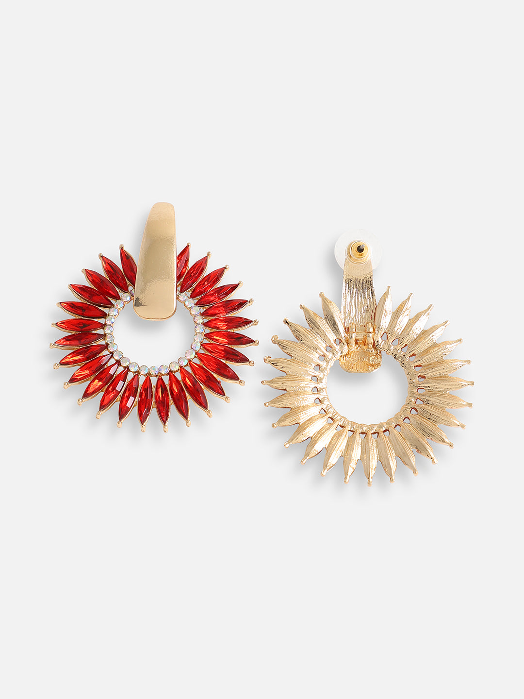 Women Red Gold Plated Designer Stone Party Drop Earring