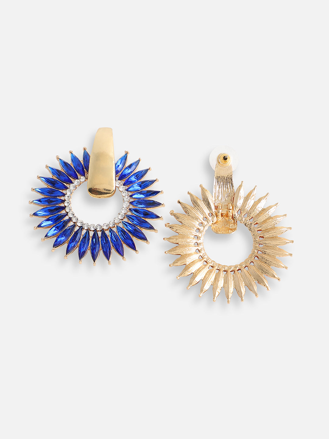 Women Blue Gold Plated Designer Stone Party Drop Earring