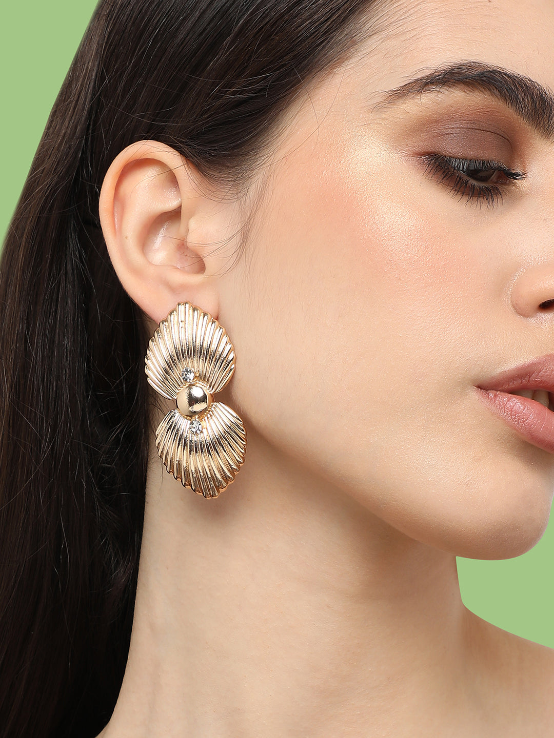 Women Gold Plated Pearls Party Drop Earring