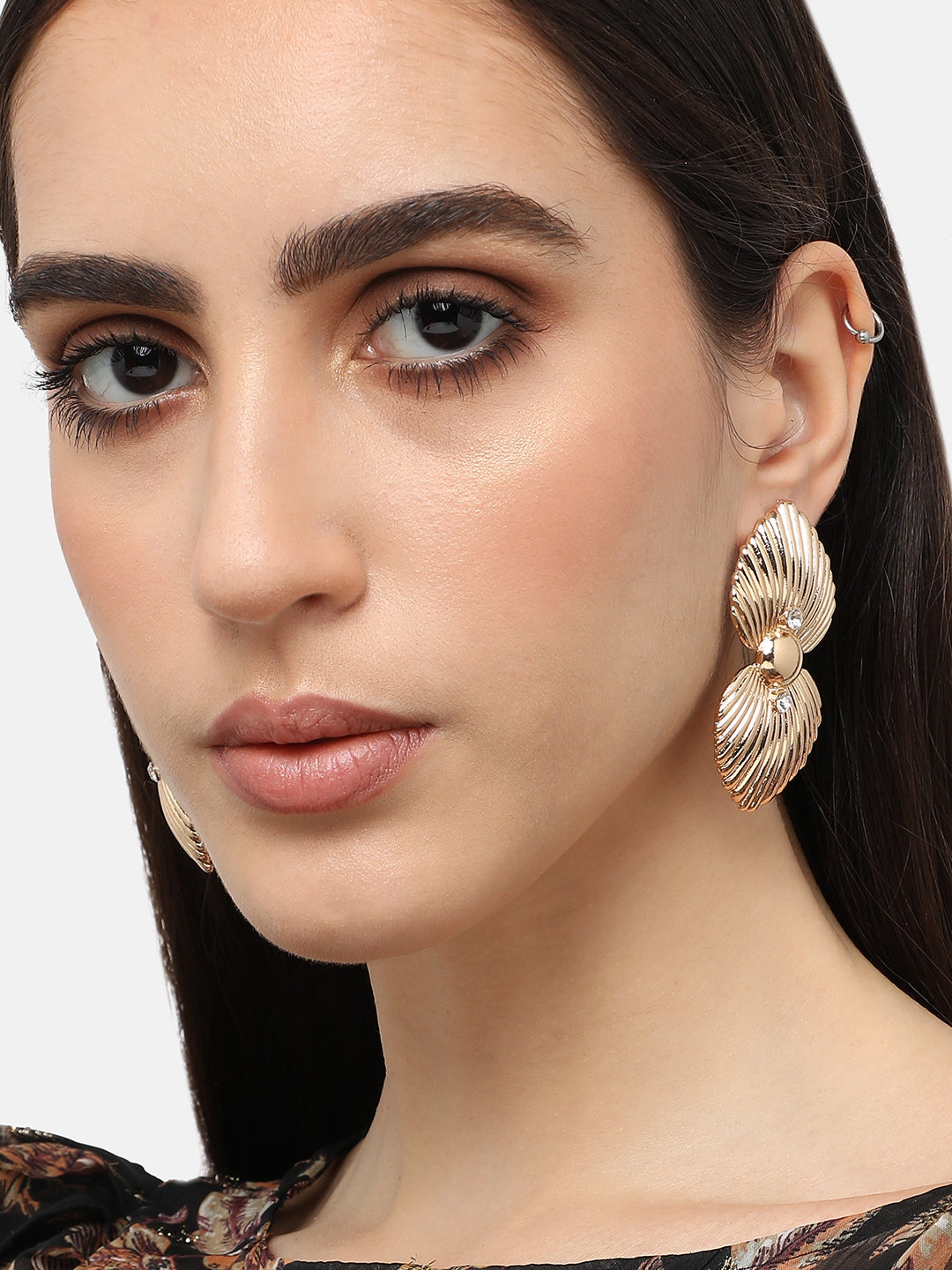 Women Gold Plated Pearls Party Drop Earring