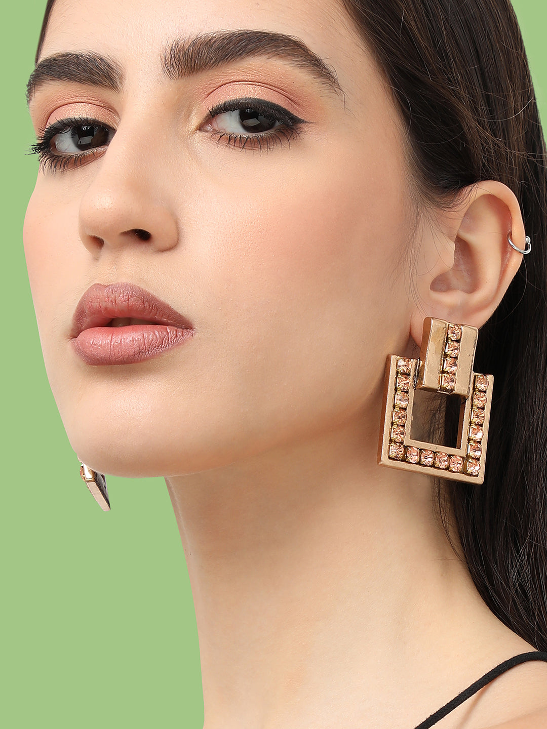 Women Multi Gold Plated Designer Stone Earring